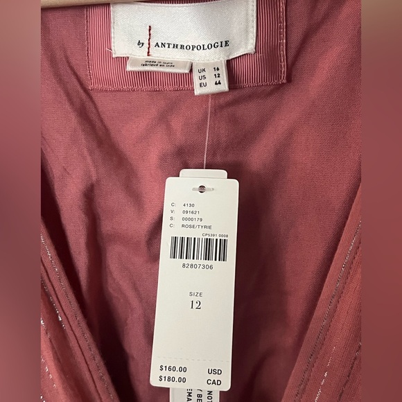 Anthropologie Katerina Lurex Puff Sleeve Dress women’s size 12 New with tags - Picture 3 of 5